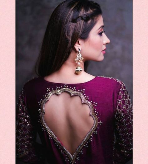 Trendy New Blouse Back Designs That'll Make Heads Turn! | WedMeGood New Blouse Back Designs, Deep Back Neck Designs For Suits, Grand Saree, Blouse Back Designs, Suit Neck, Indian Blouse Designs, Indian Saris, Unique Wardrobe, Blouse Designs Catalogue