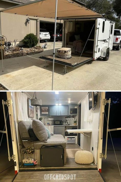 15+ Cargo Trailer Conversion Ideas to Inspire Your Camper Build Cargo Trailer Conversion Bed Ideas, Trailer Conversion Ideas, Converted Cargo Trailer, Utility Trailer Camper, Mini Rv, Enclosed Trailer Camper, Cargo Trailer Camper Conversion, Camper Flooring, Enclosed Cargo Trailers