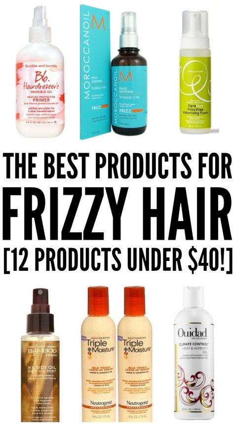 Design Essentials Hair Products, Best Products For Frizzy Hair, Products For Frizzy Hair, Rid Of Frizzy Hair, Tame Frizzy Hair, Ogx Hair Products, Frizzy Hair Tips, Hair Product Organization, Drugstore Hair Products