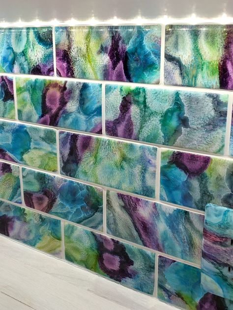 Resin And Alcohol Ink, Alcohol Ink Tiles, Wood Plank Ceiling, Marbled Resin, Pantry Remodel, Cabinet Plans, Diy Blinds, Cast Iron Tea Pot, Alcohol Ink Crafts