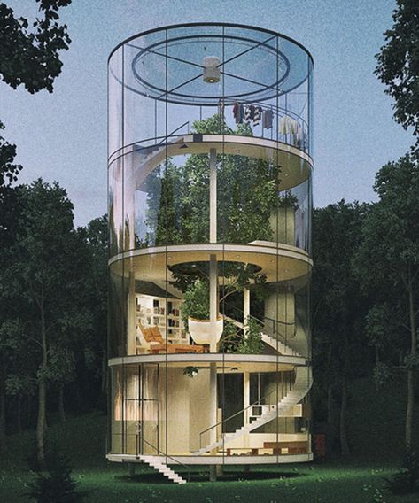 Aibek Almossov Glass Treehouse Tree In The House Glass Building, Exterior Bloxburg, Paint Modern, Unusual Homes, Design Remodel, Unique Houses, Design Exterior, Unique Architecture, Dream Houses