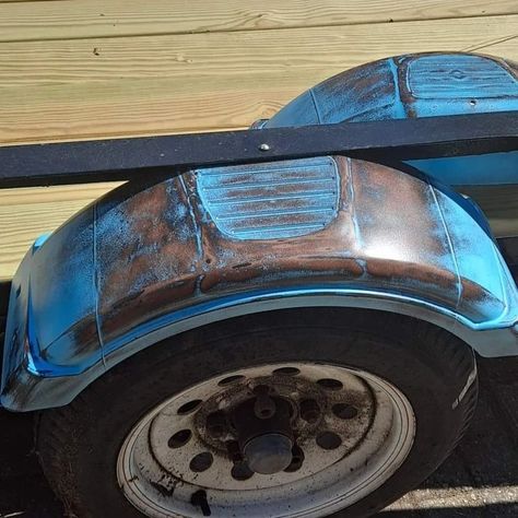 @basketcase.creations Patina work by @basketcase.creations using @custompaintsinc Swipe to see the process ➡️ Candy Blue Paint Job, Teal Car Paint Jobs, Patina Paint Job, Patina Paint Job Trucks, Teal Mustang, Patina C10 Trucks, Patina Paint, Paint Job, Custom Paint