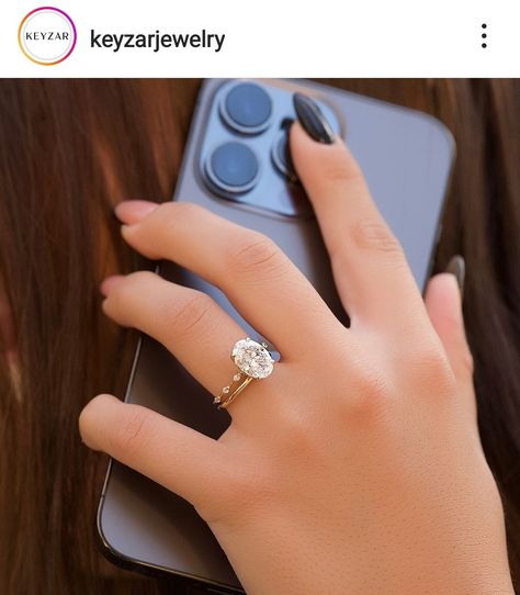 Style: Penelope by Keyzar Most Beautiful Engagement Rings, Dainty Engagement Ring, Dainty Engagement, Dainty Engagement Rings, Yellow Gold Solitaire, Cvd Diamond, Oval Moissanite, Beautiful Engagement Rings, Band Engagement Ring