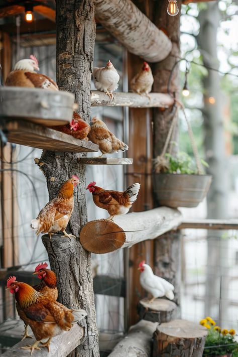 17  Genius Chicken Roost Ideas for Cozy Nights : You Can’t Resist! Perches For Chickens, Hannah Montana Movie Chicken Coop, Chickens Roosting Ideas, Roosting Boxes For Chickens, Chicken House Roost Ideas, Chicken Perch Ideas Branches, Chicken Pin Ideas, Fun Things To Put In A Chicken Run, Silo Chicken Coop Ideas