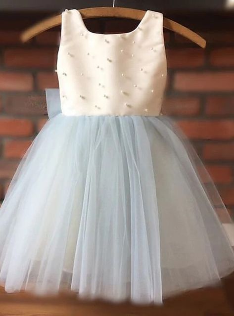 Cute Prom Dress, Prom Dress Satin, Flower Girl Dresses Blue, Cheap Flower Girl Dresses, Dress Wedding Party, Girls Dresses Online, Tulle Flower Girl, Kids Frocks, Flower Girl Dresses Tulle