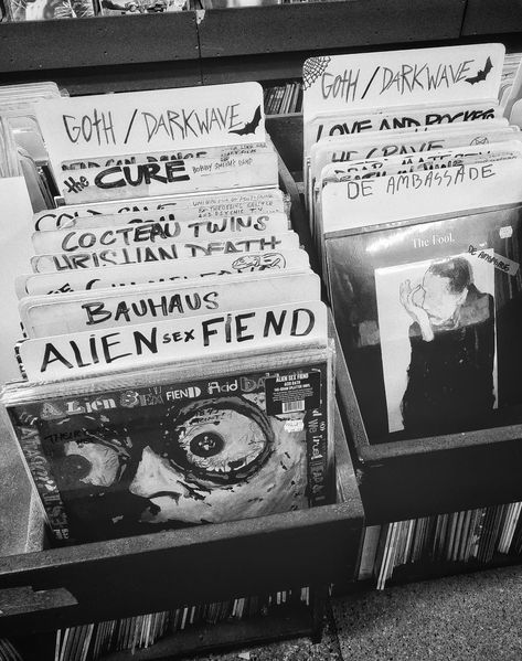 Goth/darkwave vinyl section at Wax Trax in Denver, CO

Goth vinyl records sell 80s Goth Music, Goth Music Aesthetic, Batcave Goth, Henrietta Biggle, Victorian Goth Aesthetic, Goth Moodboard, Goth Memes, Elegant Goth, Gothic Music