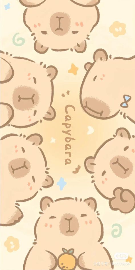 Cute Wallpapers Capybara, Aesthetic Capybara Wallpaper, Cute Bear Wallpaper Aesthetic, Capybara Wallpaper Iphone, Kapibara Wallpaper, Capybara Cute Drawing, Cute Capybara Wallpaper, Kawaii Wallpaper Iphone, Capybara Aesthetic