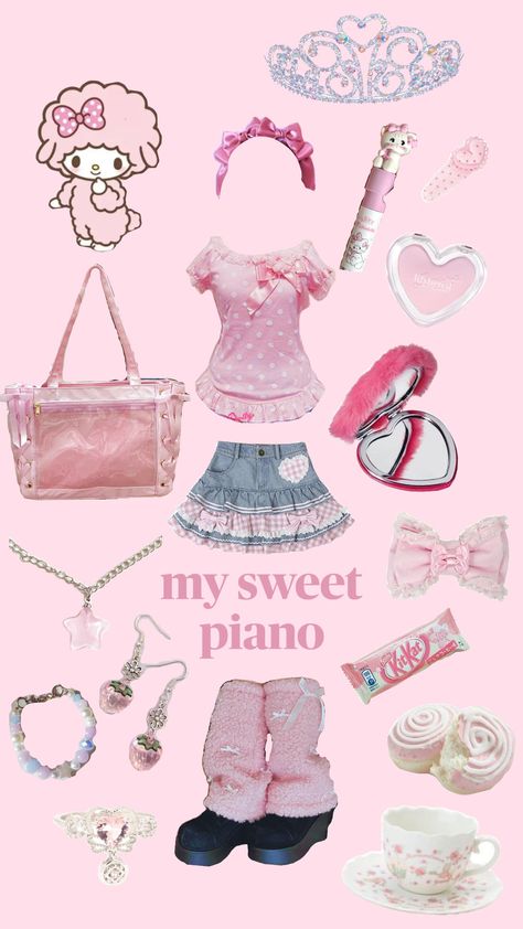 my sweet piano! (the best sanrio character) #sanrio #sanriocore #sanrioaesthetic #aesthetic #mysweetpiano #kawaii #cutecore #cute My Sweet Piano Outfit, Cutecore Halloween Costume, Sanriocore Aesthetic, Cutecore Outfit, My Sweet Piano, Sanrio Aesthetic, Kawaii Cutecore, Sanrio Characters, Aesthetic Outfits