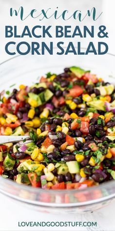 Black Bean And Corn Salad, Black Bean Corn Salad, Bean And Corn Salad, Mexican Salad Recipes, Black Bean Salad Recipe, Black Bean And Corn, Mexican Salads, Side Salad Recipes, Corn Salad Recipes