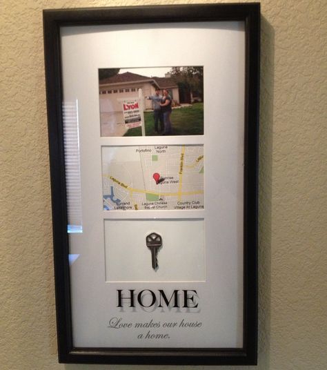 Frame from target, picture with for sale sign, map of where the house is and the original key (after you get the locks changed). Perfect for first time homebuyers. Simple Apartment Decor, Simple Apartment, Apartment Wall Decor, Apartment Walls, Cute Apartment, Master Room, Apartment Budget, Wall D, I Cool