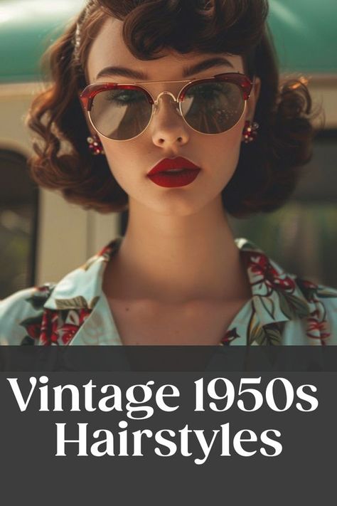 Step back in time with these classic 1950s hairstyles that will bring a touch of retro glamour to your look. From victory rolls to pompadours, these vintage hairdos are perfect for any special occasion or just adding a bit of old-school charm to your everyday style. Discover the elegance and sophistication of 1950s hair trends and unleash your inner vintage vixen with these timeless retro hairstyles that never go out of fashion. 1950s Hairstyles For Medium Length Hair, 1950’s Hair Styles For Short Hair, Short Hair Rockabilly Style, Short Hair 1950s Style, Pinup Hair And Makeup, Hair Styles From The 50's Retro, Retro Pinup Hair, Classic 1950's Fashion, Modern Vintage Hairstyles