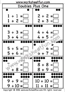 Doubles Plus One – 1 Worksheet / FREE Printable Worksheets – Worksheetfun Doubles Worksheet, Doubles Plus One, Math Doubles, Teaching Subtraction, Math Fact Worksheets, Doubles Facts, Worksheets For Class 1, Grade Three, Addition Strategies