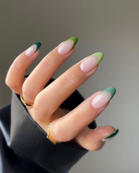 Simple Spring Nails, French Tip Nail Designs, Cute Nails For Fall, Short Acrylic Nails Designs, French Tip Nails, Short Acrylic Nails, Nail Arts, Cute Acrylic Nails, Green Nails