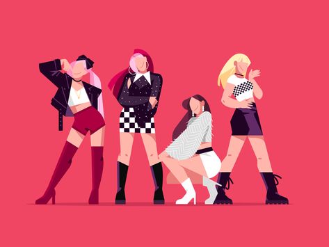 Kpop Graphic Design, Kpop Graphic, Vector Illustration People, Korean Illustration, Dribbble Design, Naive Illustration, Simple Designs To Draw, Kpop Drawings, Graphic Design Fun