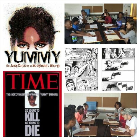 In the summer of 1994, I remember attending track camp and being excited about entering high school at Sumter High. Miles up north in Chicago, Robert "Yummy" Sandifer, an eleven year old gang member who was a repeat offender since age 9, accidentally killed a 14 year old girl and shot two others while aiming for a rival gang member. Days later he was killed by his own gang members who were 14 and 16. The question the kids had to debate was Yummy a victim or menace of his society. The kids gather Robert Yummy Sandifer, Yummy Sandifer, Robert Sandifer, Gang Members, Ninth Grade, Gang Member, Up North, Graphic Novel, Documentaries