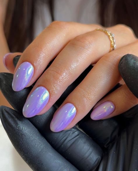 chrome nail ideas Lilac Nails Design, Purple Chrome Nails, Purple Glitter Nails, Chrome Nail Art, Purple Nail Art, Chrome Nails Designs, Lilac Nails, Gel Set, Lavender Nails