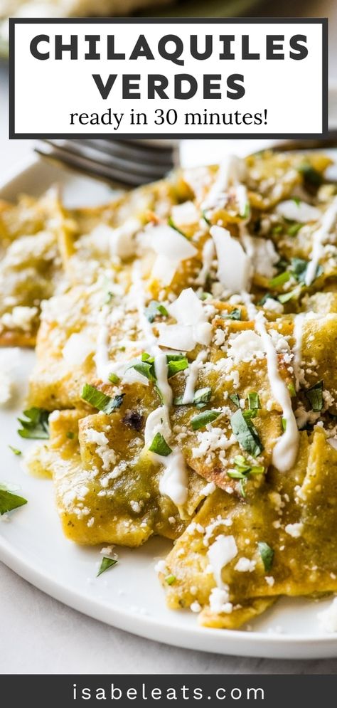 Chilaquiles Breakfast Casserole Smitten Kitchen, Essen, Chilaquiles With Tortilla Chips, Crockpot Chilaquiles, Chilaquiles With Scrambled Eggs, Chillaquilles Verde Recipe, Chilaquiles Recipe Mexican Green, Baked Chilaquiles Recipe, Salsa For Chilaquiles