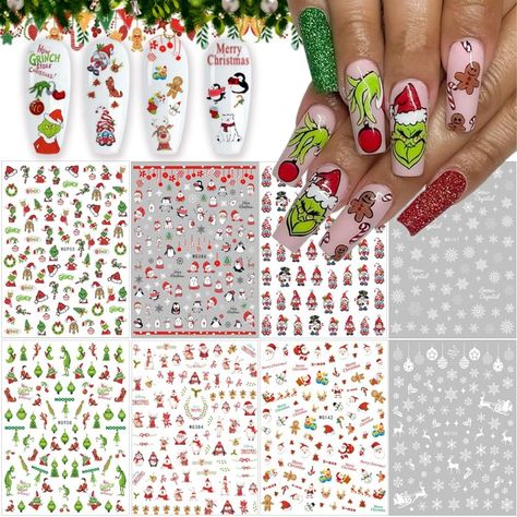 Christmas Nail Art Stickers 3D Self-Adhesive Winter Snowflake Nail Stickers Elk Santa Claus Snow Xmas Nail Decals Design Xmas Gnome Nail Art Decorations for Women Girls Acrylic Nails DIY New Year Nail Christmas Party Nails, Nail Decals Designs, Xmas Nail, Christmas Tress, Snowflake Nail, Xmas Nail Art, Christmas Nail Stickers, Christmas Manicure, Nail Art Stickers Decals