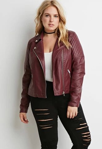 Plus Size Quilted Faux Leather Moto Jacket Birthday Outfit Plus Size, Plus Size Leather Jacket, Birthday Outfit For Women, Look Plus Size, Leather Jacket Outfits, Faux Leather Moto Jacket, Jacket Outfit, Stylish Plus, Plus Size Kleidung