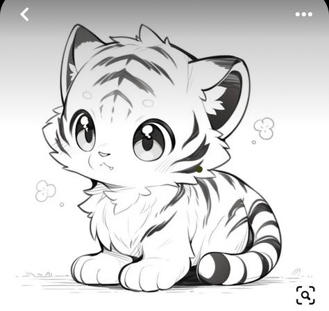 Tiger Coloring, Kawaii Coloring Pages, Tiger Drawing, Cartoon Tiger, Free Adult Coloring Pages, Cute Tigers, Cartoon Coloring Pages, Cute Dragons, Cute Easy Drawings