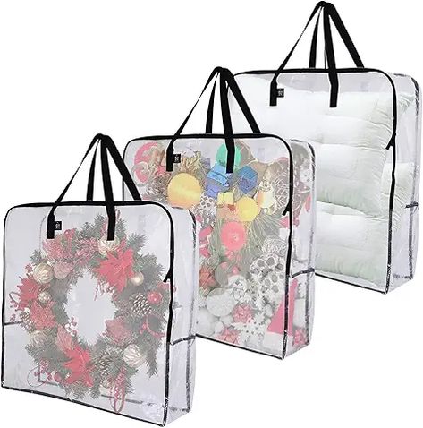 Amazon.com: Gift Bag Storage Storing Wreaths, Bed Organization, Moving Essentials, Gift Bag Organization, Gift Bag Storage, Under Bed Organization, Christmas Decoration Storage, Pvc Storage, Wreath Storage