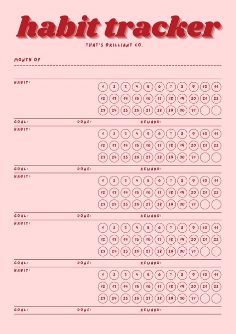 Habit Tracker Free Printable, Aesthetic Habit Tracker, Tracker Free Printable, Goodnotes Journal, Alfabet Font, Free Planner Templates, Diary Stickers, Ipad Goodnotes, To Do Planner