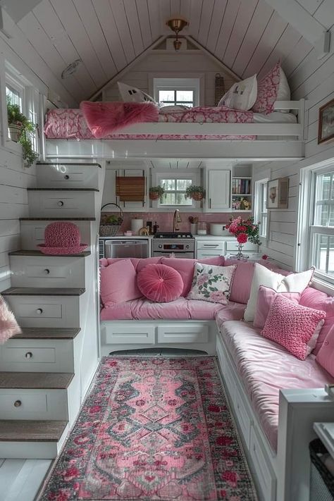 Coquette Backyard, Backyard Bloxburg, Shed Tiny Home, Tiny House Camper, Dream Bedroom Inspiration, House Flippers, Cute Bedroom Decor, Dream House Interior, Tiny House Living