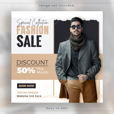 Premium PSD | Elegant fashion sale social media banner or instagram post template Clothing Advertisement Poster, Fashion Design Social Media Post, Clothing Brand Instagram Grid, Mens Fashion Banner Design, Fashion Instagram Template, Social Media Clothing Post, Clothing Brand Social Media Posts, Clothes Social Media Design, Clothes Social Media Post