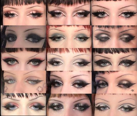 90 Goth Makeup, Goth Thanksgiving Makeup, Goth Makeup Downturned Eyes, Begginer Goth Makeup, Alt Holiday Makeup, Cybergoth Makeup Eyes, Alt Makeup For Downturned Eyes, Early 2000s Goth Makeup, Light Goth Makeup Eye