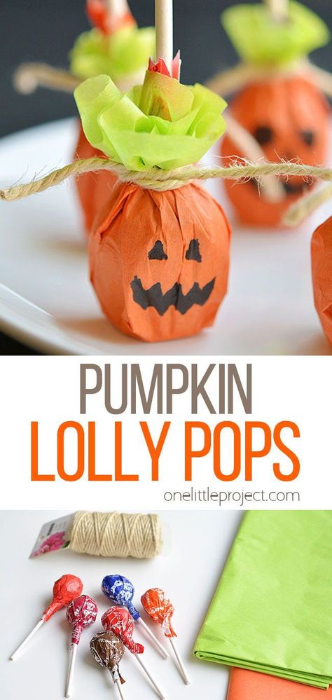 Halloween Pumpkin Lollipop Treat, Halloween Lollies, Class Treats, Halloween Activities For Toddlers, Halloween School Treats, Carnival Ideas, Fun Halloween Treats, Tootsie Pop, Halloween Treats For Kids