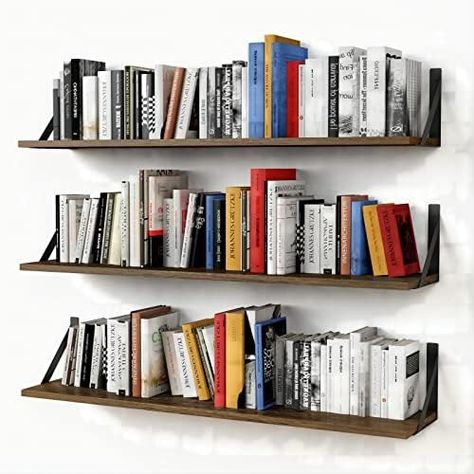 Amazon.com: Wallniture Bora 36 Inch Large Floating Shelves for Wall Storage, Floating Bookshelf Set of 3, Burned Wood Wall Shelves for Books : Home & Kitchen Floating Shelves Library Bookshelves, Wooden Floating Bookshelves, Full Wall Floating Bookshelves, Floating Book Shelfs Athstetic, Floating Book Shelf Wallniture, Floating Book Shelves, Large Wall Shelves, Indoor Plants Succulents, Wide Bookshelf