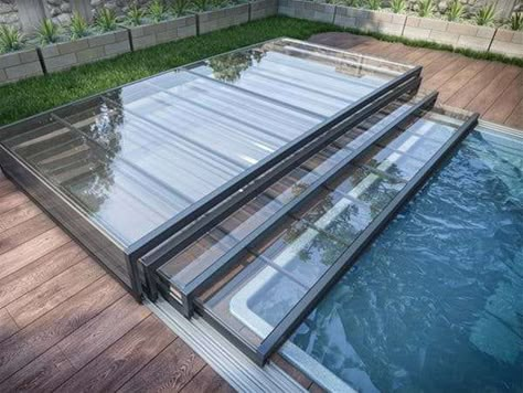 Above Ground Pools With Decks, Pools With Decks, Kleiner Pool Design, Swimming Pool Enclosures, Pool Covers, Swimming Pool Architecture, Pools Backyard Inground, Above Ground Pools, Swimming Pool Landscaping