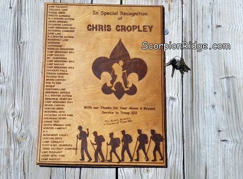 Boy Scout Scoutmaster Plaque Given When They Step Down From That Position Scoutmaster Gift Ideas, Fossil Creek, Indian Garden, Scouts Crafts, Cub Scouts, Dremel, Boy Scouts, Wooden Crafts, Wood Art