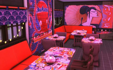 — Restaurant & Karaoke Bar  cc-free 30x20  Download... Sims 4 Sushi Restaurant Cc, Sims 4 Karaoke Bar Cc, Karaoke Bar Design, Sims 4 Karaoke Bar, Sims 4 Bar Cc, Sims 4 Bar, Korean Bar, Sims 4 Restaurant, Cute Anime Outfits