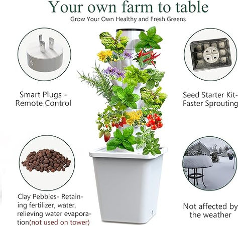 Sjzx Tower Garden Hydroponics Growing System,Indoor Smart Garden,Nursery Germination Kit Including Smart Plug，Water Pump(No Seedlings Included) Brand: sjzxuv Gardening Vertical, 2024 Meals, Hydroponic Systems, Mens Weekend Bag, Grow System, Hydroponic Growing, Garden Growing, Tower Garden, Smart Garden