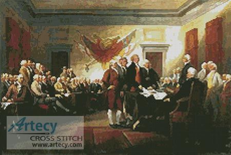 Artecy Cross Stitch. Signing the Declaration of Independence Cross Stitch Pattern to print online. Boston Harbor, John Adams, Thomas Jefferson, Benjamin Franklin, Declaration Of Independence, Us History, Founding Fathers, George Washington, Livingston