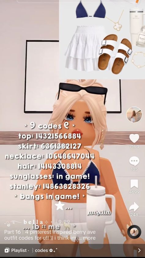 #berryavenuecodes#berryave#berryavenue#fashion#codes#fitcodes Roblox Summer Dress Codes, Berry Avenue Greece Outfit Codes, Summer Outfit Bloxburg Codes, Berry Avenue Codes Santorini, Bloxburg White Tank Top Codes, Bloxburg Summer Outfits, Beach Berry Avenue Codes, Berry Avenue Codes Clothes Beach, Bloxburg White Skirt Codes