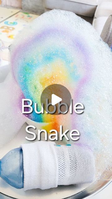 Rainbow bubble snake 🌈  You HAVE to try this!!  ❤️ Cut the bottom of a water bottle 🧡 Pull a clean sock over the top (secure wi... | Instagram Rainbow Bubble Snakes, Bubble Snake, Bubble Mixture, Instagram Shoes, Rainbow Bubbles, Playbased Learning, Green Converse, Shoe Lace Tying Techniques, Tie Shoelaces