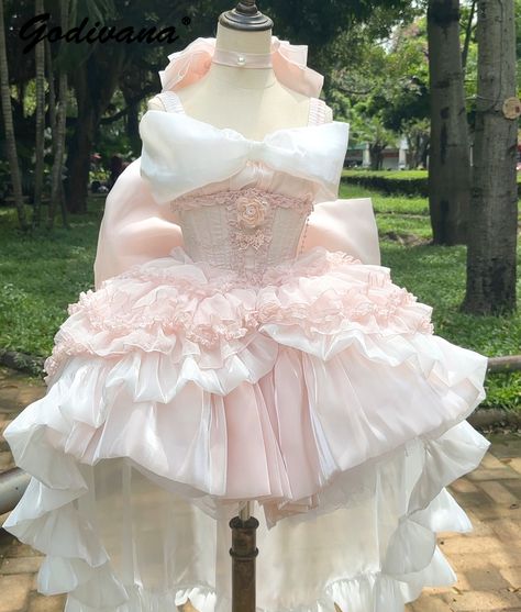 Fairy Dress Short, Fluffy Outfits, Pink Fairy Dress, Princess Vibe, Pink Strapless Dress, Summer Retro, Dress 2024, Big Bow, Fairy Dress