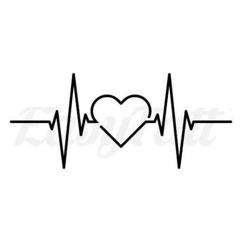 Heart Lines Tattoo, Heartbeat Heart Tattoo, Heart And Heartbeat Tattoo, Heartbeat Line Tattoo, Heart Line Tattoo Design, Heart With Heartbeat Tattoo, Ekg Heart Tattoo, Pulse Tattoo Heartbeat, Heartbeat Tattoo Designs For Women