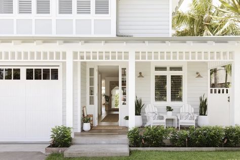 Three Birds Renovations - Beach House Tour | Dulux Weatherboard House, Black Houses, California Bungalow, Hamptons Coastal, Storey Homes, Hamptons House, Modern Coastal, Beach Cottages, Coastal Homes