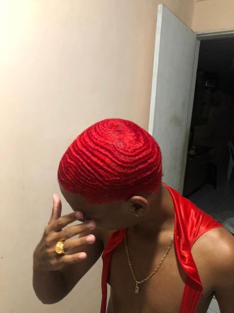 Red Waves Hair Black Men, Black Men Hair Colour, 360 Waves Hair, Black Boy Hairstyles, Bleached Hair Men, Waves Hairstyle Men, Boys Colored Hair, Short Dyed Hair, Shaved Hair Women