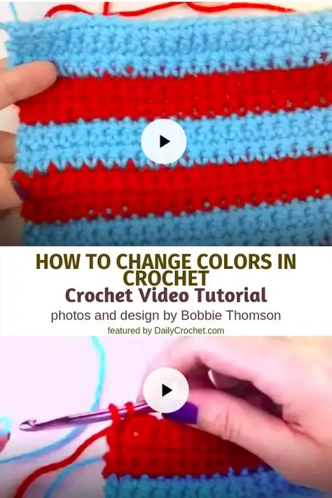 How To Change Colors In Crochet At The End Of A Row How To Join Colors In Crochet, Changing Yarn Colors Crochet, How To Change Yarn Colors In Crochet, Changing Colors In Crochet, How To Change Colors In Crochet, Crochet Facts, Crochet Changing Colors, Crochet Elements, Crochet Blanket Stitches