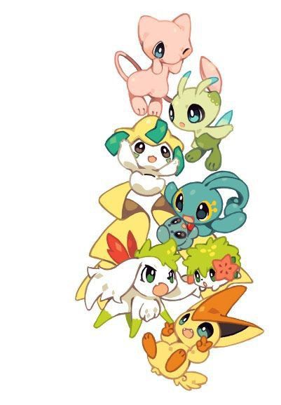 Mew, Celebi, Jirachi, Manaphy, Phione, Shaymin, and Victini Pokemon Original, Baby Pokemon, Pokemon Mew, Mega Pokemon, Oc Pokemon, Pokemon Pins, Images Kawaii, Cute Pokemon Pictures, Pokémon Master