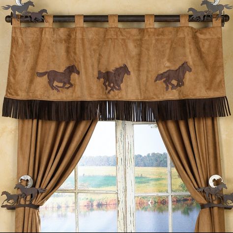 Three Horses Adobe Valance Western Valance, Southwest Curtains, Western Curtains, Western Style Decor, Cabin Curtains, Interior Ikea, Three Horses, Western Bedroom Decor, Black Forest Decor