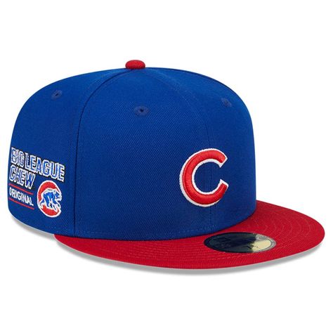 Big League Chew is synonymous with baseball. This Chicago Cubs Big League Chew Team 59FIFTY Fitted Hat from New Era blends America's favorite game with the game's favorite bubblegum. The contrast-color undervisor and Big League Chew embroidered graphic makes this a unique and stylish hat to go along with your game day fit. Big League Chew, Cubs Hat, New Era Fitted, Red Fits, Stylish Hats, New Era Cap, Red Design, Royal Red, Fitted Caps