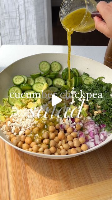 Carleigh Bodrug on Instagram: "🥒cucumber chickpea salad on deck for today. A wonderful plant-based salad packed with crunch, flavor and nutrients. Recipe is on my site (PlantYou dot com) as always. Hope you love it as much as I do! #recipe #salad #cucumbers #cucumber #cucumbersalad #healthy #healthyfood #healthylifestyle #healthyrecipe #plantbased #chickpeas" Chickpeas Salad Recipes, Chickpea Cucumber Salad, Cucumber Chickpea Salad, Easy Chickpea Salad, Carleigh Bodrug, Chickpeas Salad, Vegan Feta, Chickpea Salad Recipes, Recipe Salad