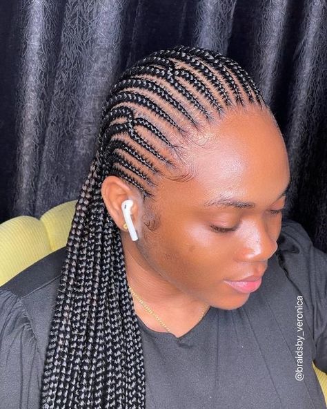 Braids All Back For Black Women, Nigeria Braids Hairstyles, Nigeria Hairstyles Braids, Nigeria Hair Styles For Ladies, Allbackhair Braids, Straight Back Carrot Hairstyle, Backline Hairstyle Braids, Cornrow Rasta Braids, All Back Cornrows Hairstyles Braids