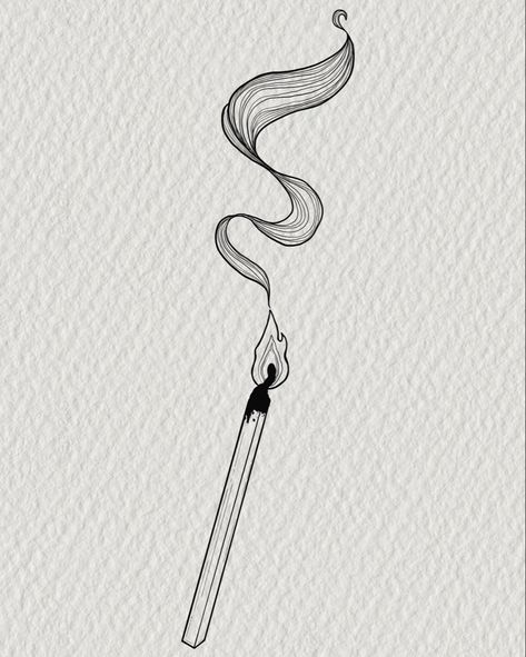 Tattoo lineart of a burning match Stick with smoke Match Sticks Tattoo, Minimalist Campfire Tattoo, Smokey Match Tattoo, Match Stick Drawing, Match Inktober, Lit Match Tattoo, Burning Match Tattoo, Match Tattoo Fire, Matches Drawing