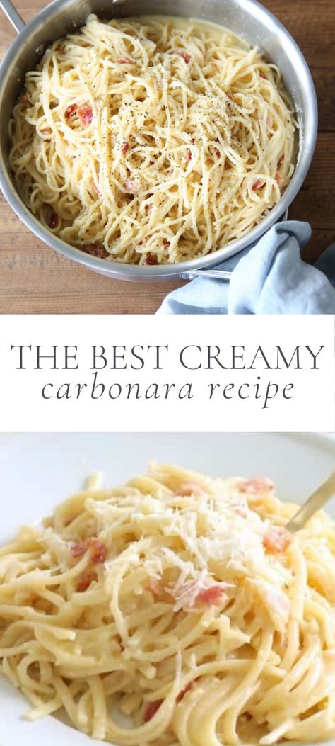 Easy Spaghetti Carbonara Recipe, Carbonara Pasta Without Eggs, Cream Carbonara Recipe, Cabanara Pasta Recipe Easy, The Best Carbonara Recipe, Easy Carbanerra Pasta, Caesar Linguine Carbonara, Easy Bacon Carbonara Pasta, Ham Carbonara Pasta